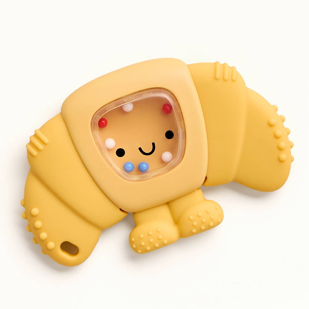 Itzy Ritzy Baby Sweetie Shake Plus™ - Teething + Rattle Toy: Croissant