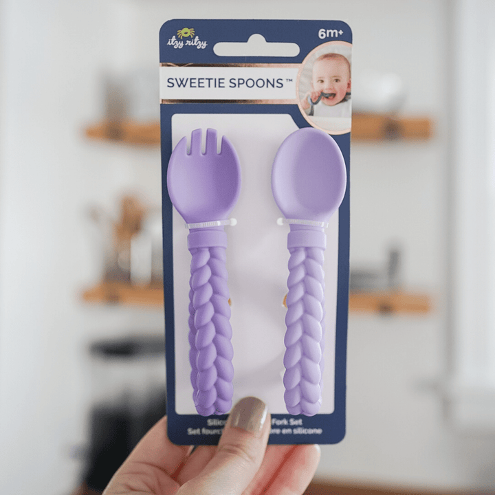 Itzy Ritzy Feeding Sweetie Spoons - Silicone Baby Fork + Spoon Set