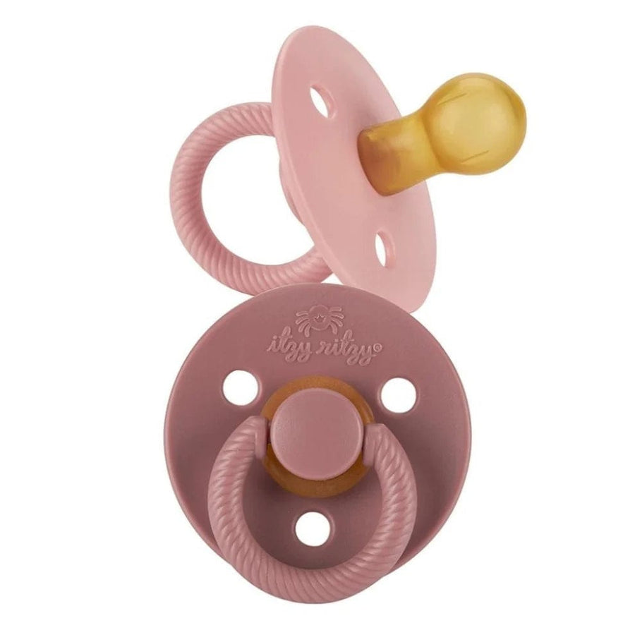 Itzy Ritzy Pacifier Two Pack (one of each) Itzy Soother™ Natural Rubber Pacifiers - Blossom and Rosewood