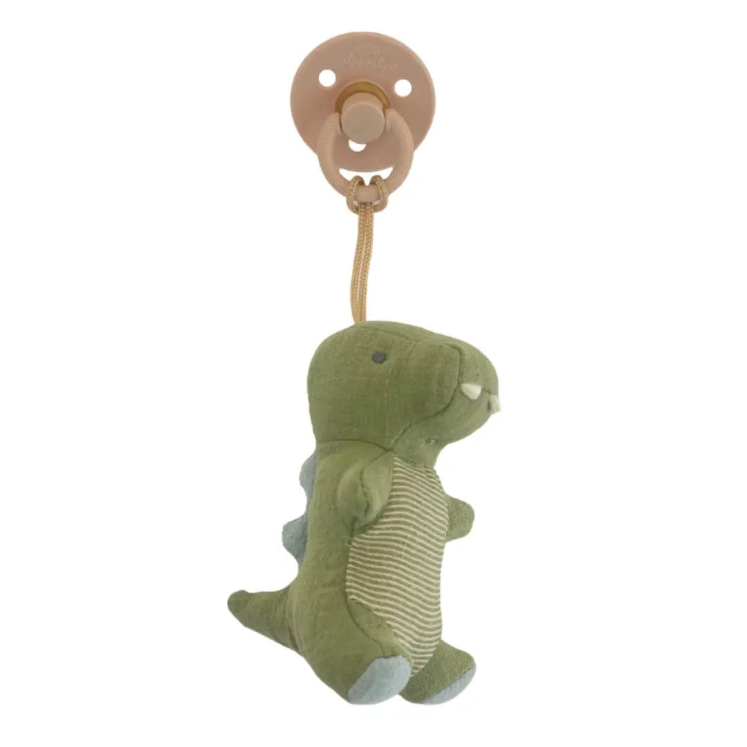Itzy Ritzy Teether Bitzy Pal Natural Rubber Pacifier & Stuffed Animal - Dino