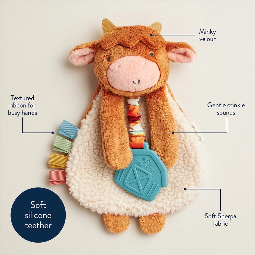 Itzy Ritzy Teether *New* Highland Cow Itzy Friends Lovey Plush