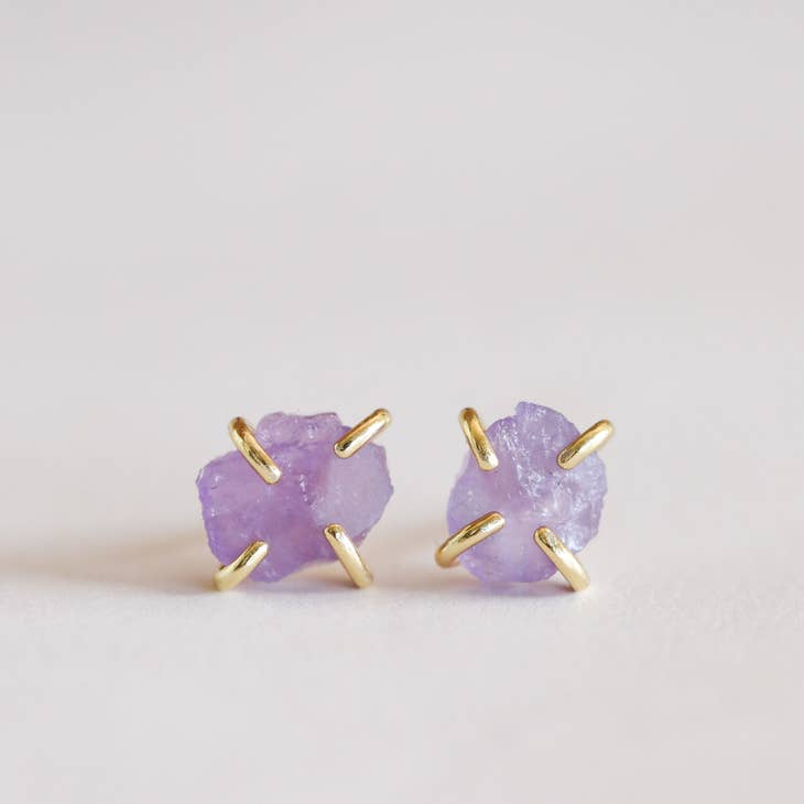JaxKelly earrings Amethyst Gemstone Prong Earrings