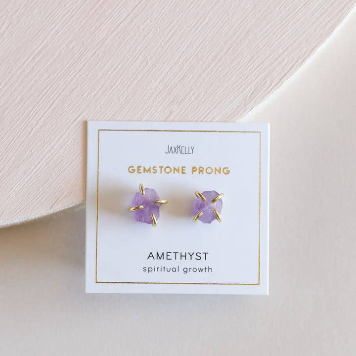 JaxKelly earrings Amethyst Gemstone Prong Earrings