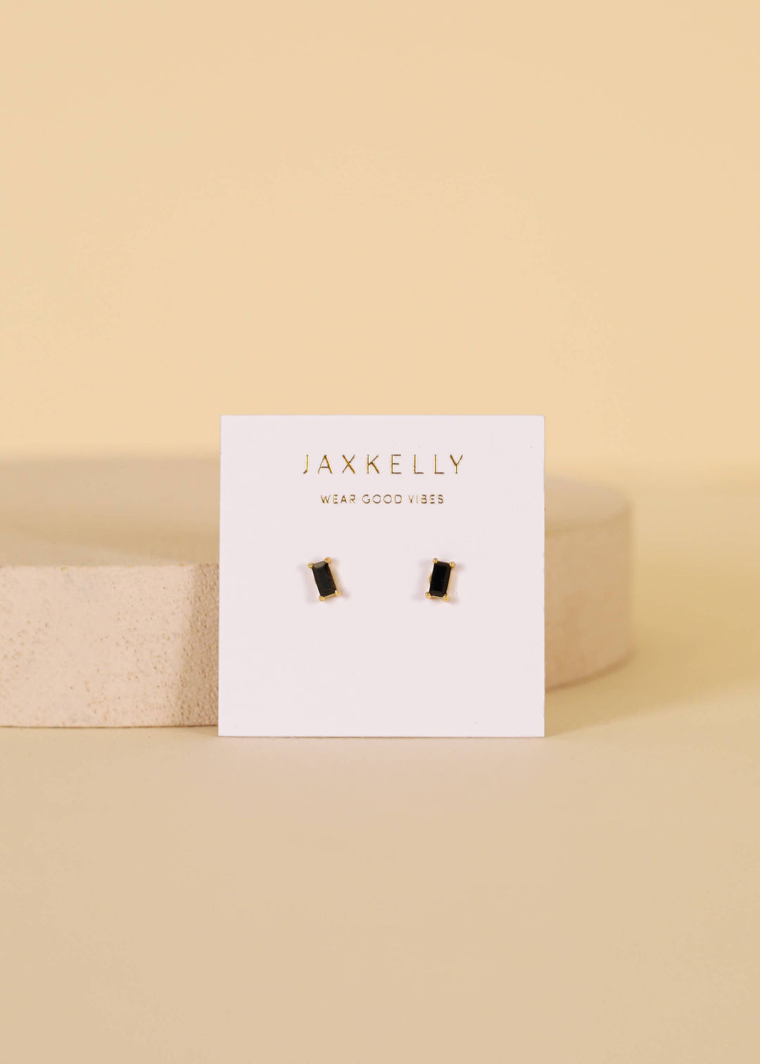 JaxKelly Earrings Baguette - Black - Gold Earrings