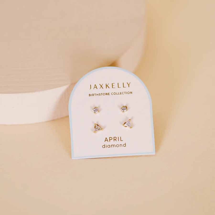 JaxKelly earrings Birthstone Stud Earring Set - April