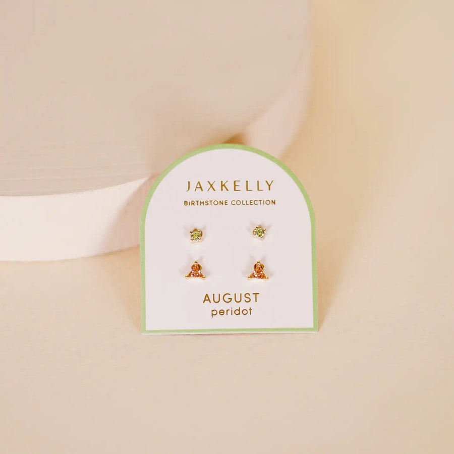 JaxKelly earrings Birthstone Stud Earring Set - August