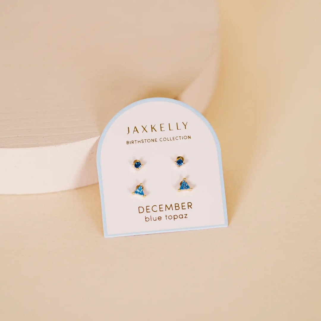 JaxKelly earrings Birthstone Stud Earring Set - December