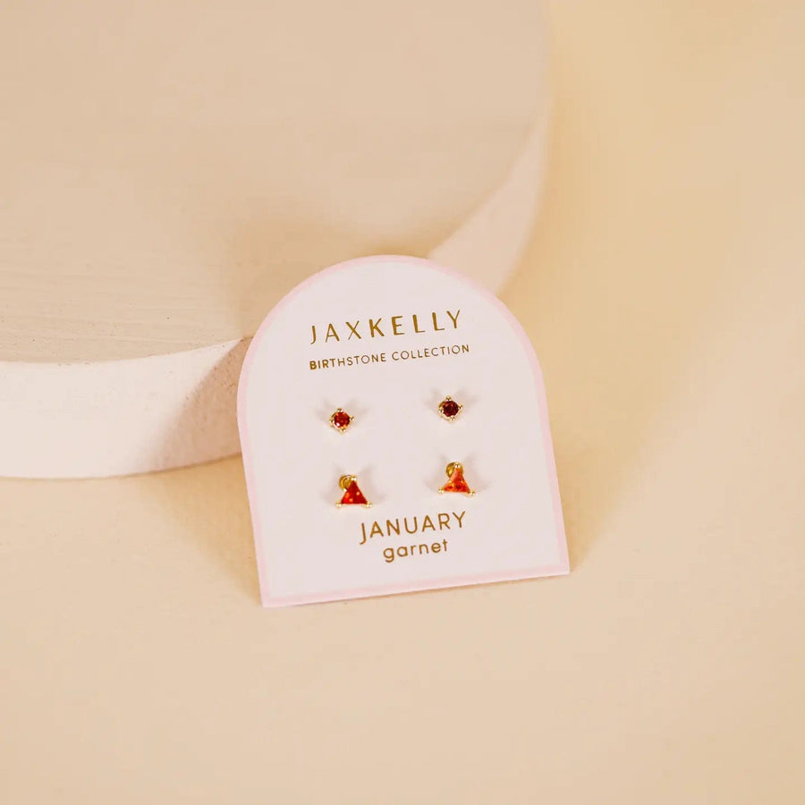 JaxKelly earrings Birthstone Stud Earring Set - January