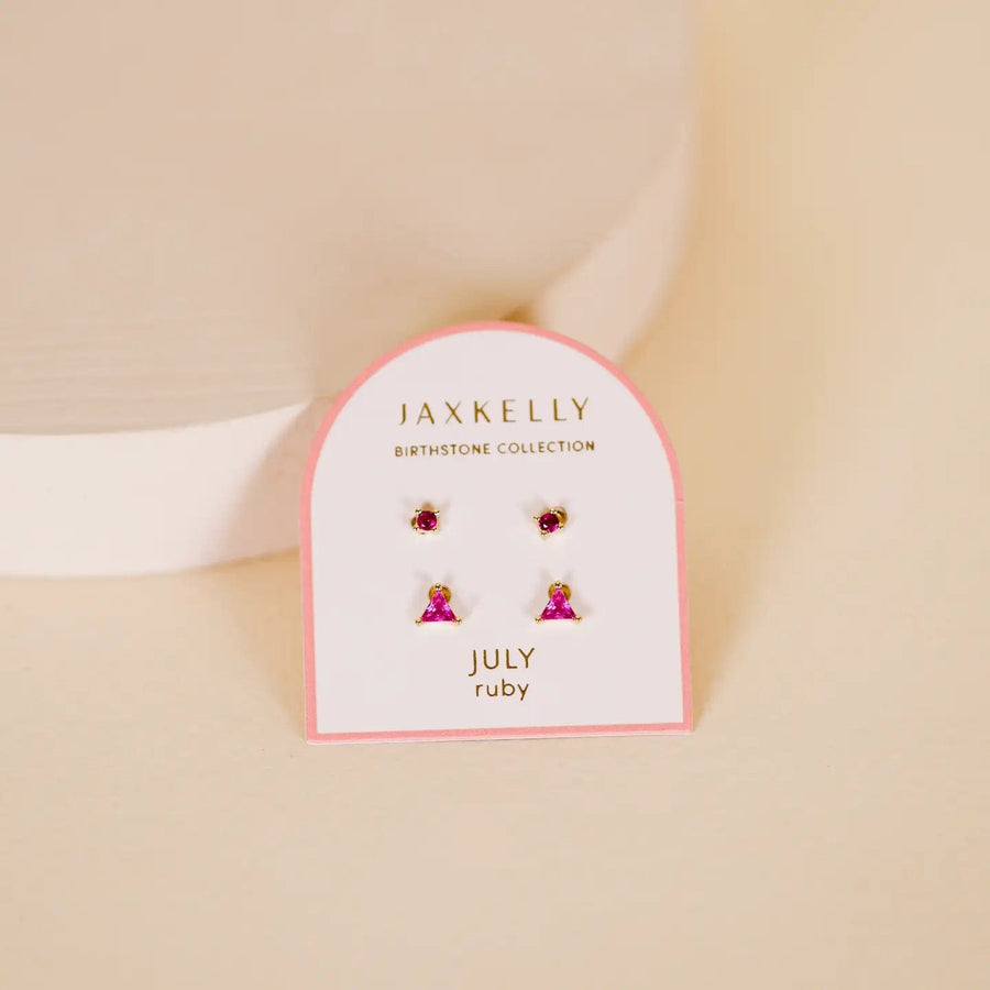 JaxKelly earrings Birthstone Stud Earring Set - July