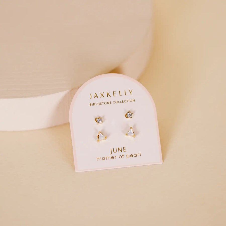 JaxKelly earrings Birthstone Stud Earring Set - June