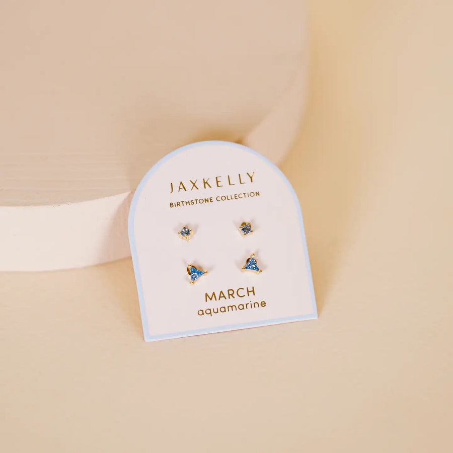 JaxKelly earrings Birthstone Stud Earring Set - March