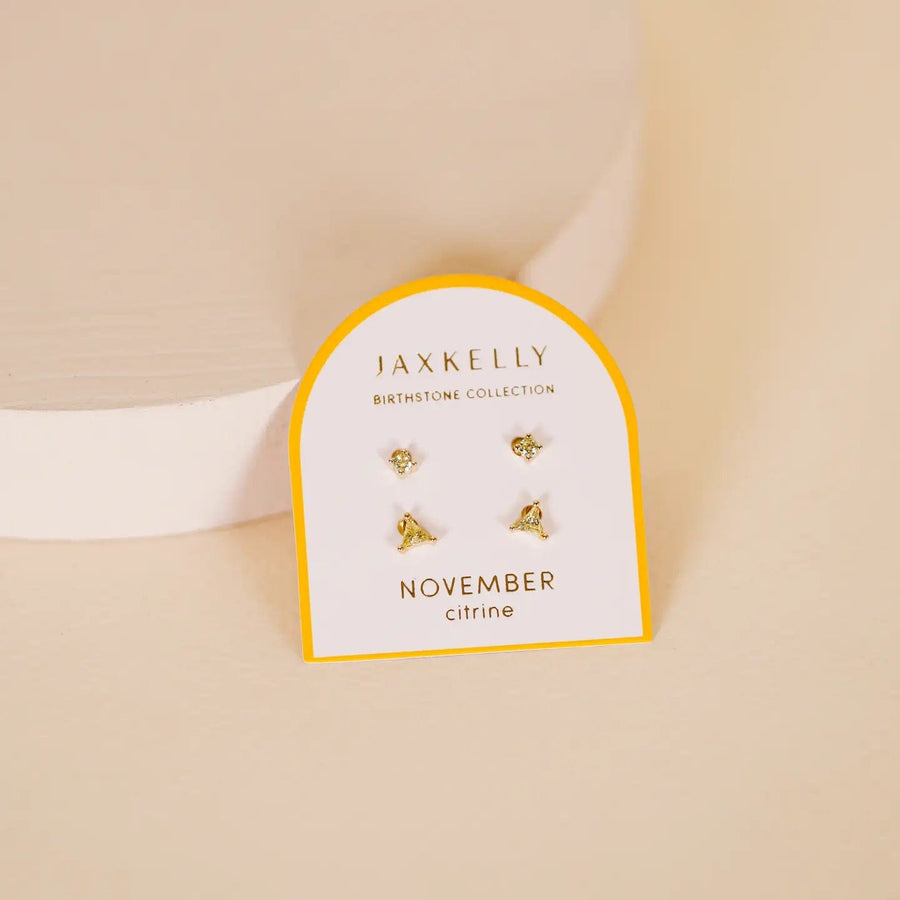 JaxKelly earrings Birthstone Stud Earring Set - November