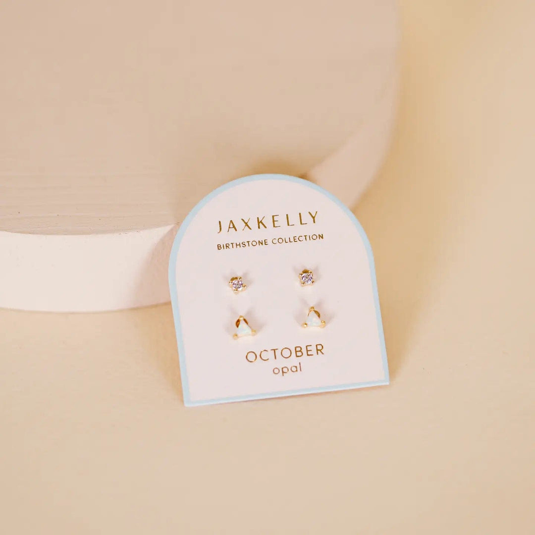 JaxKelly earrings Birthstone Stud Earring Set - October