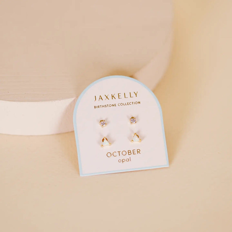 JaxKelly earrings Birthstone Stud Earring Set - October