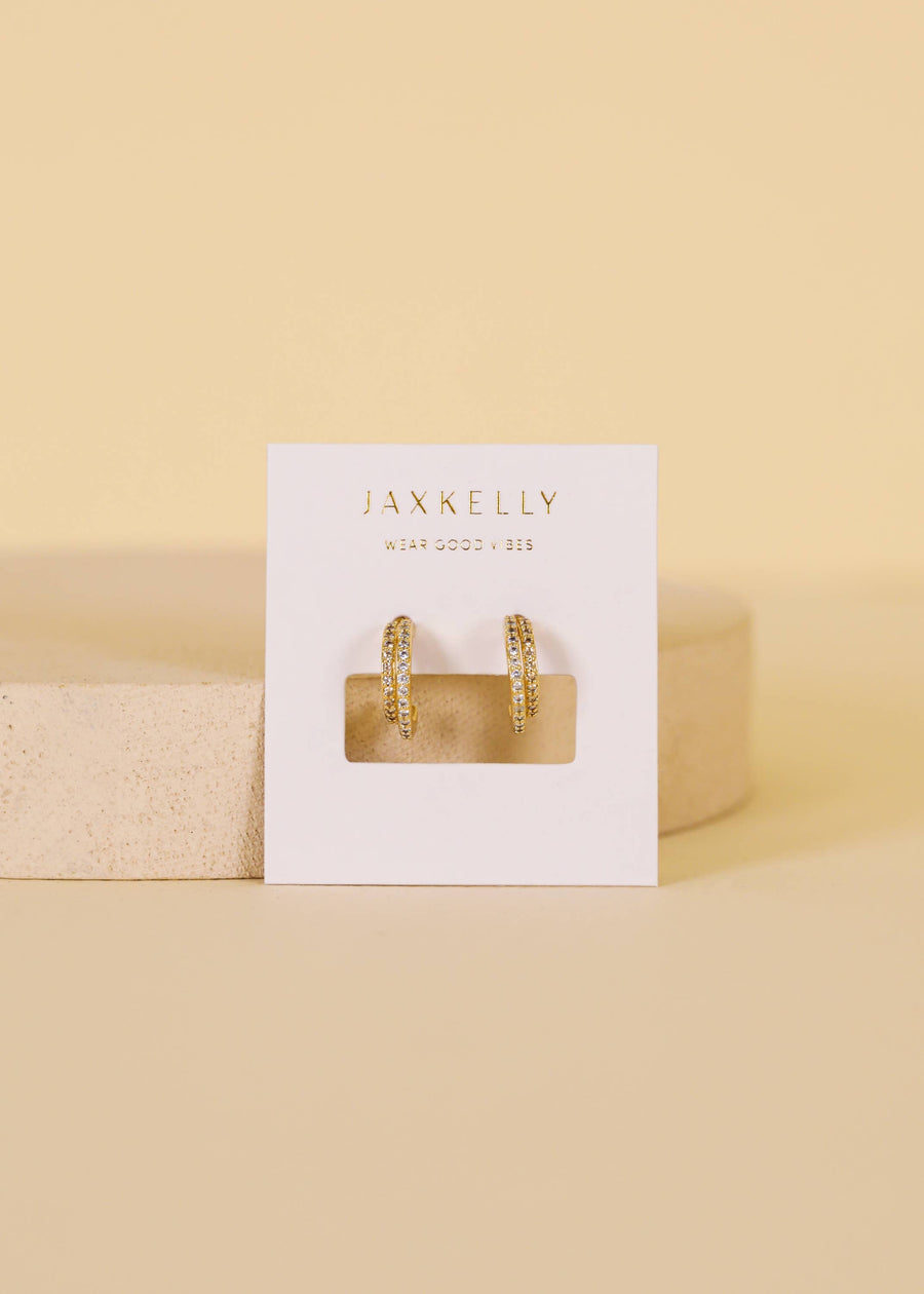 JaxKelly Earrings Double Champagne Hoop - Gold Earrings