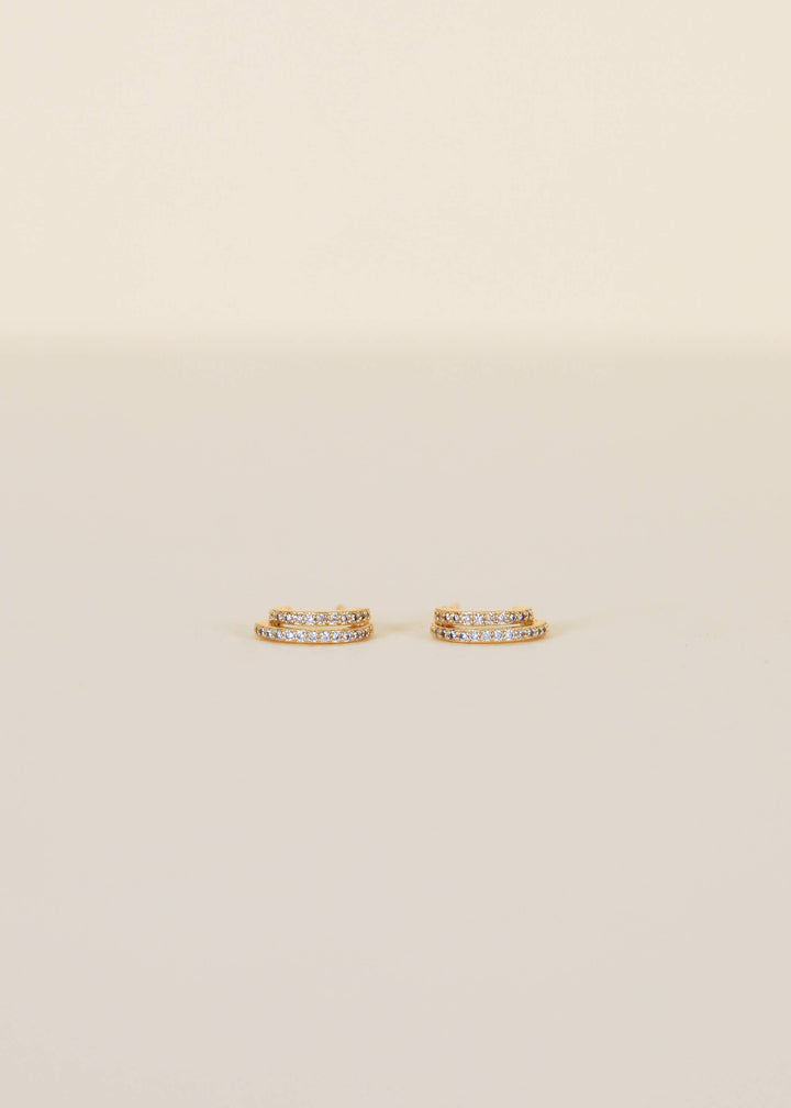JaxKelly Earrings Double Champagne Hoop - Gold Earrings