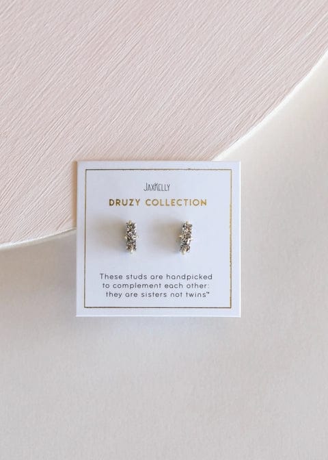 JaxKelly Earrings Druzy Bar - Silver Earring