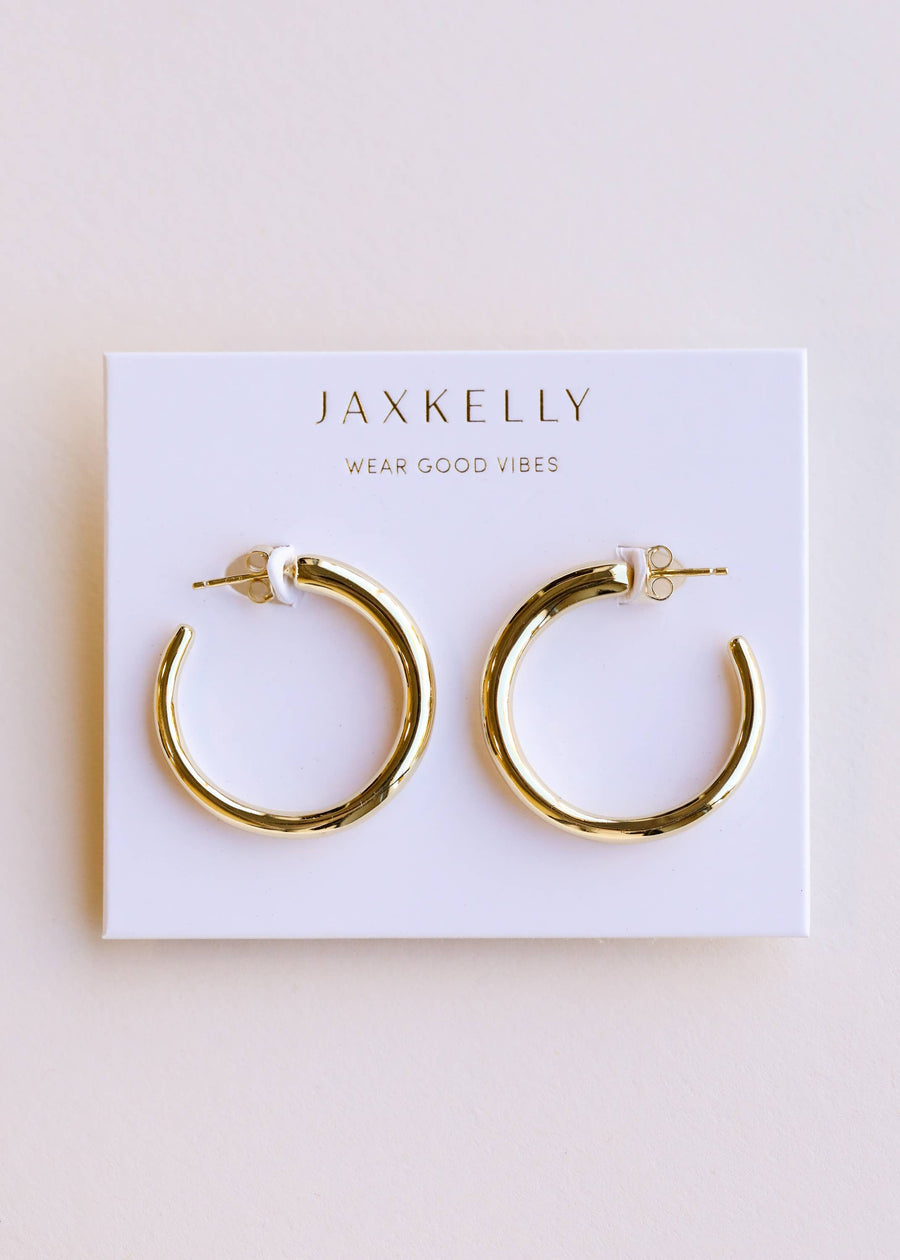 JaxKelly Earrings Everyday Gold Hoop - Medium