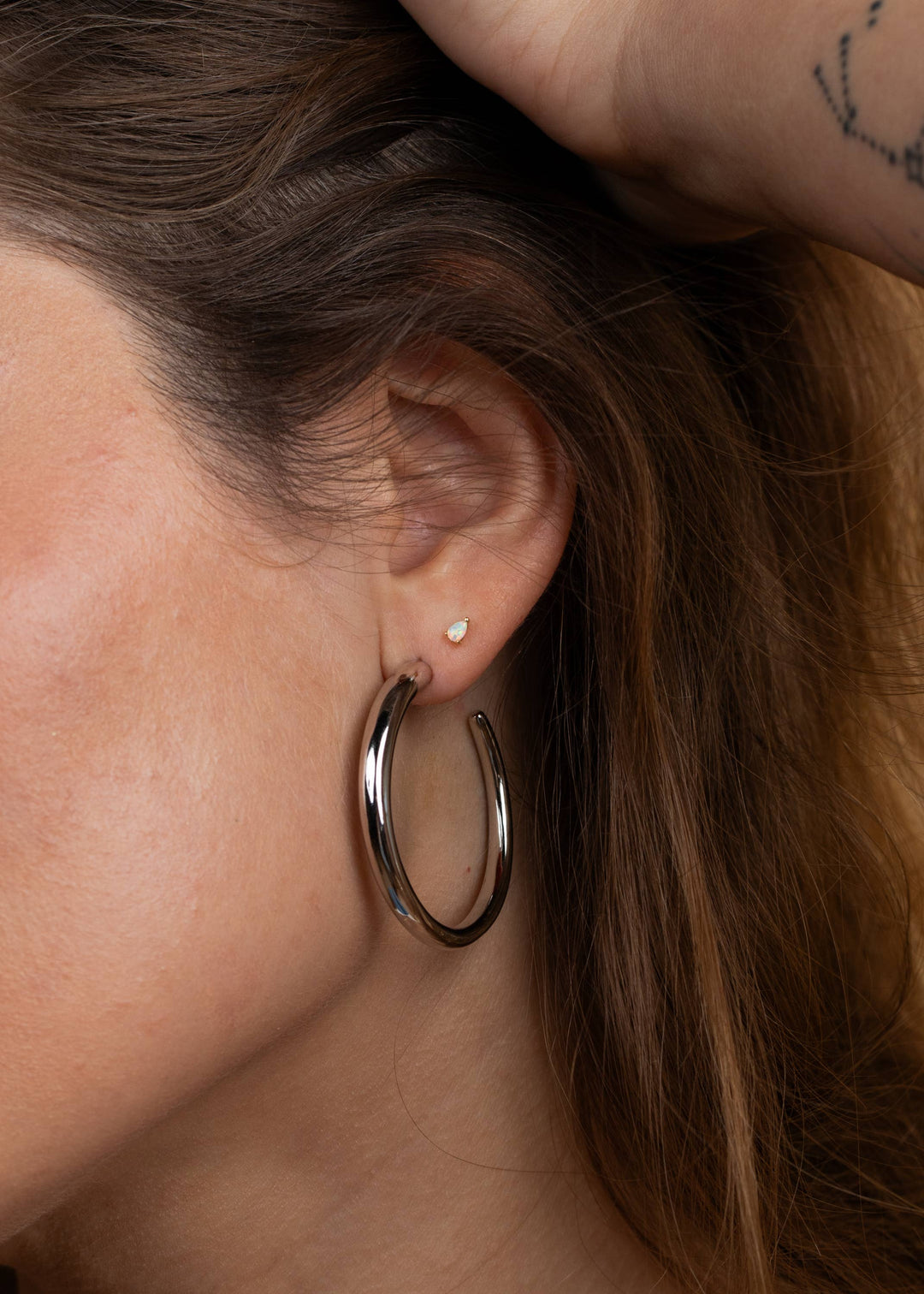 JaxKelly Earrings Everyday Silver Hoop - Large
