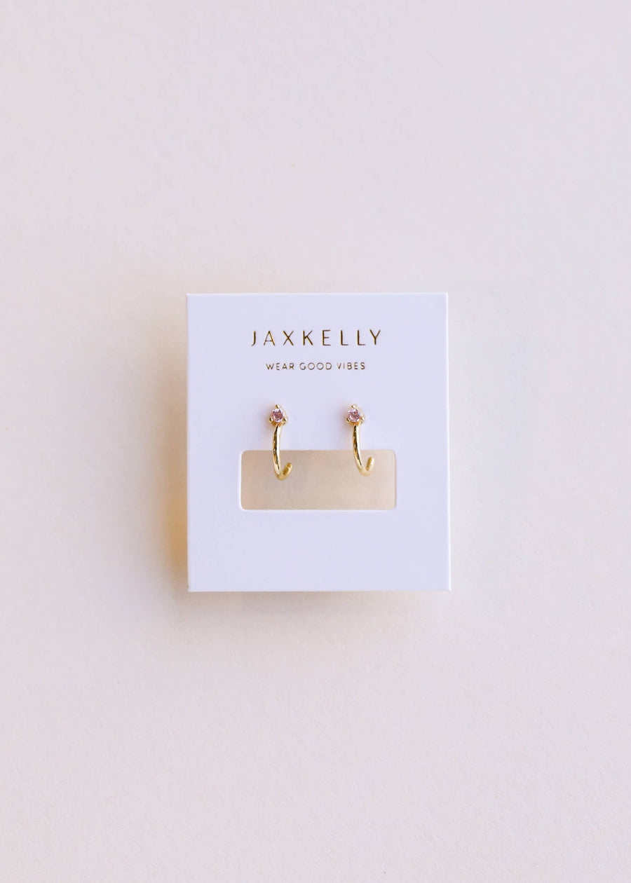 JaxKelly Earrings Open Mini Hoop Earring - Pink