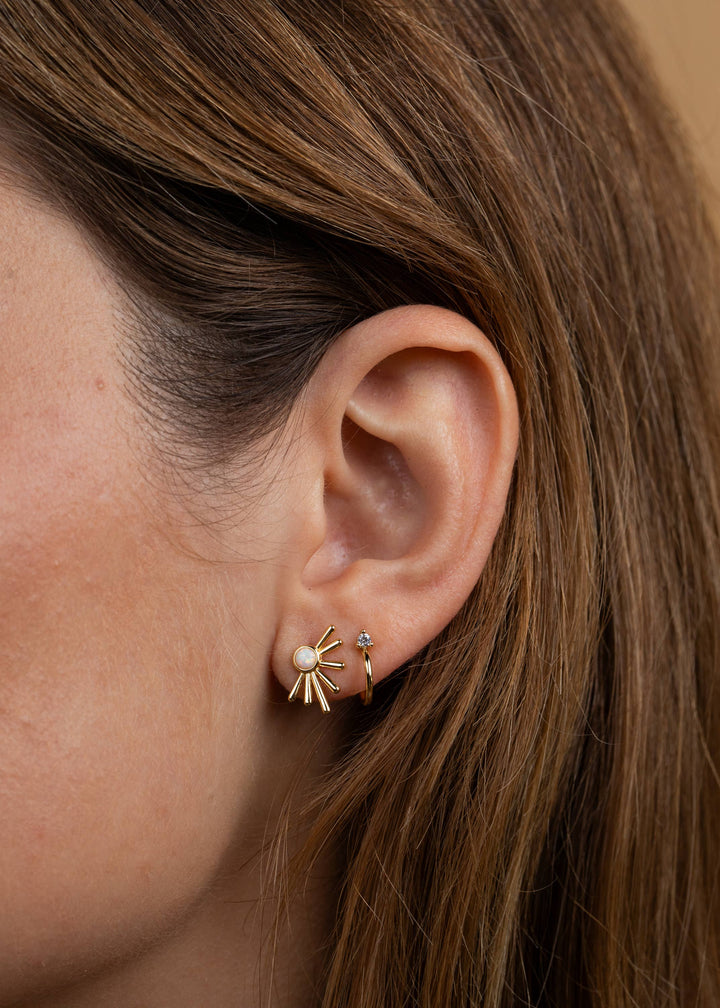 JaxKelly Earrings Open Mini Hoop Earring - White