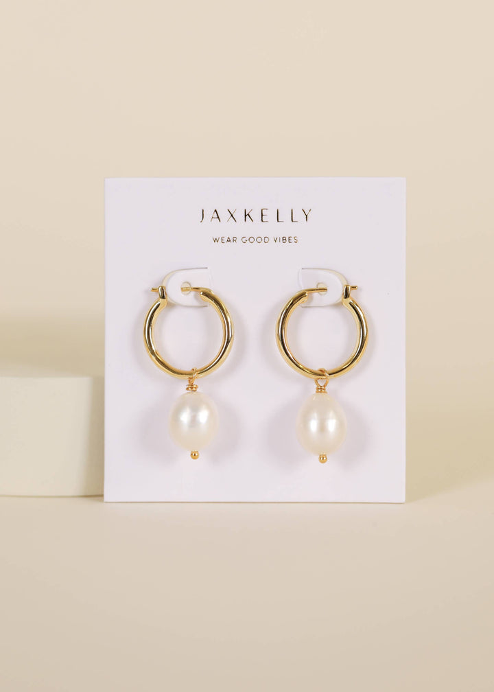 JaxKelly Earrings Pearl Drop - Gold Earrings