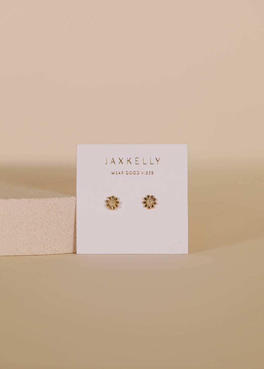 JaxKelly Earrings Petite Daisy Stud - 18k Gold Plated Earrings