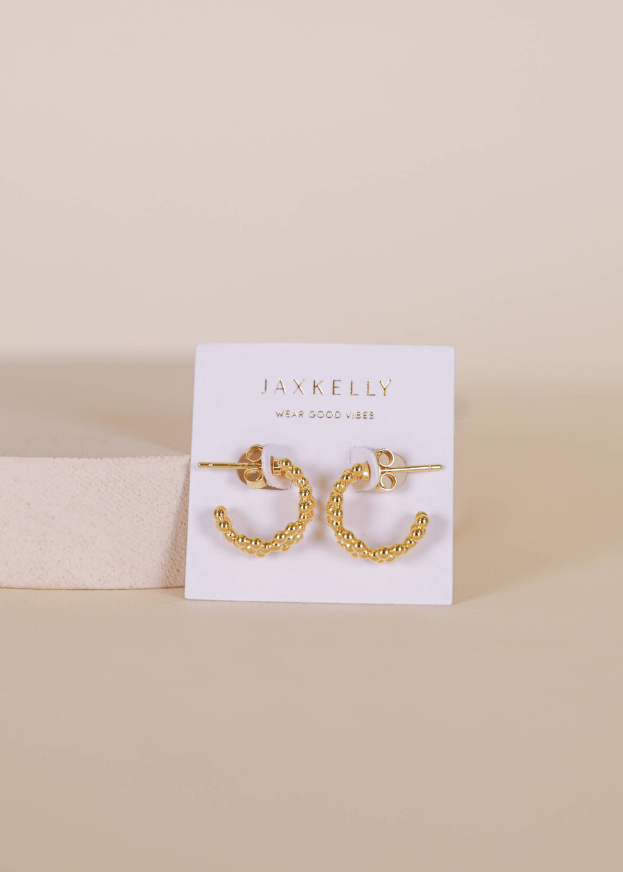 JaxKelly Earrings Petite Flower Hoop - 18k Gold Plated