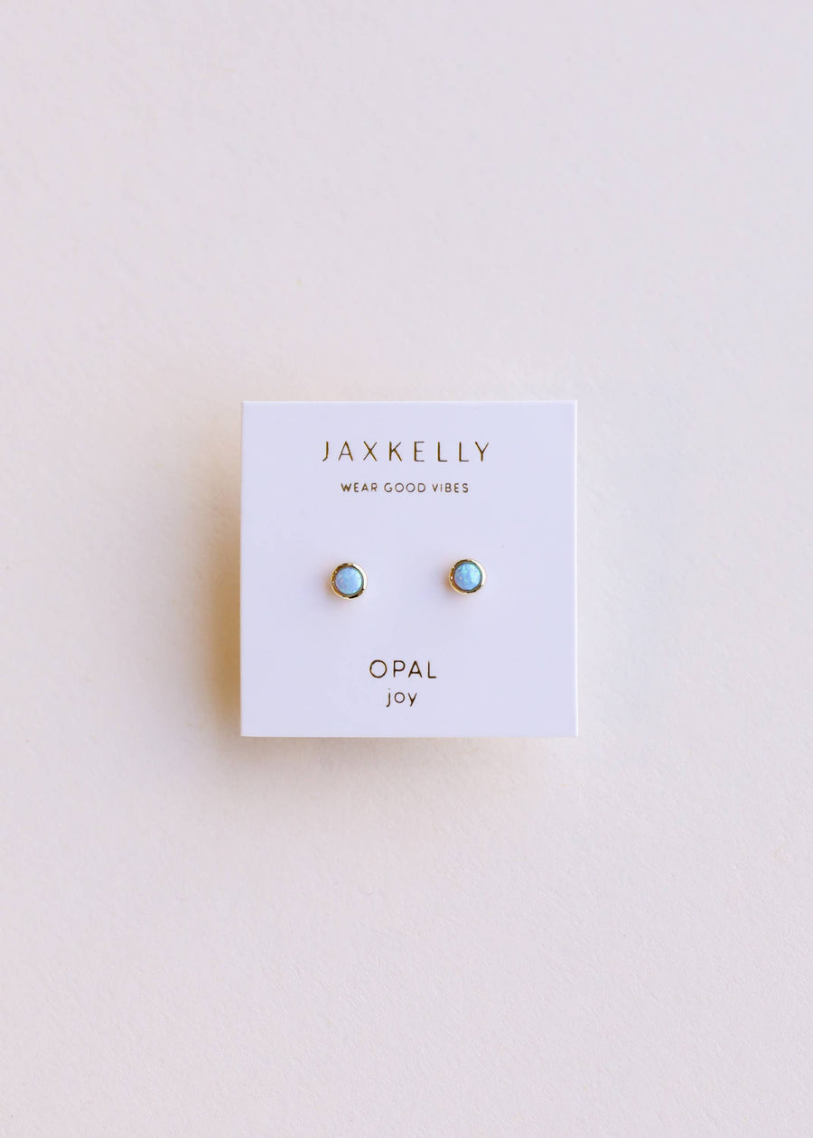 JaxKelly Earrings Simple Stud - Fire Opal- Earring