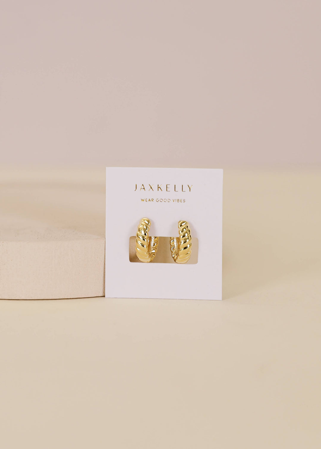 JaxKelly Earrings Small Channel Gold Hoop Earrings