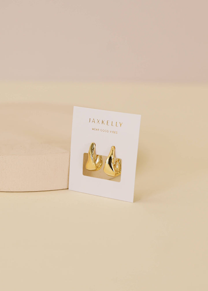 JaxKelly Earrings Small Ripple Gold Hoop Earrings