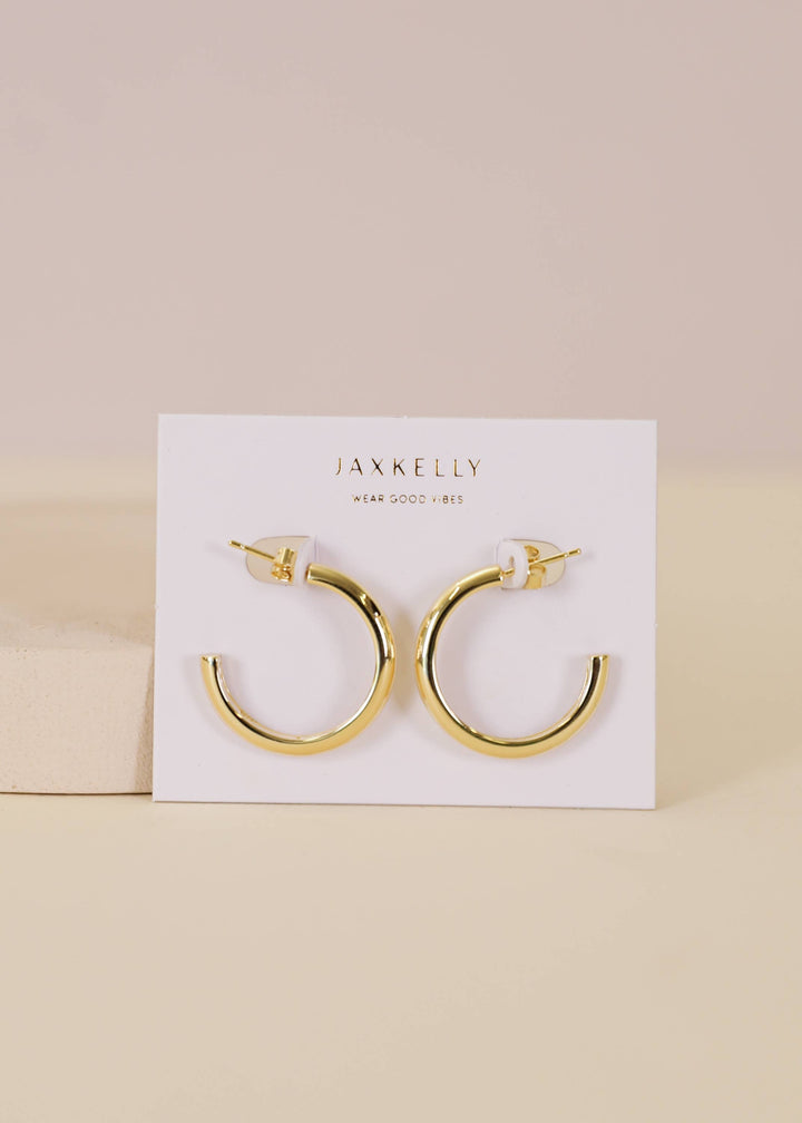 JaxKelly Earrings White Enamel Interior Gold Hoop Earrings