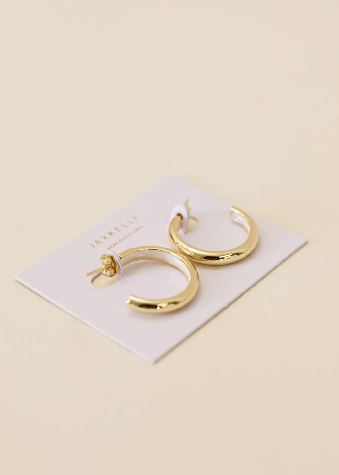 JaxKelly Earrings White Enamel Interior Gold Hoop Earrings