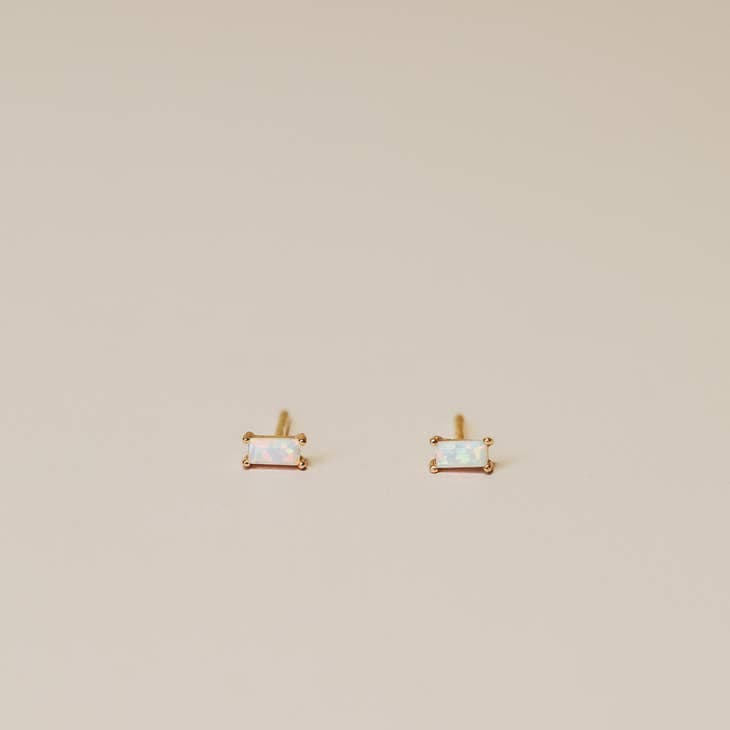 JaxKelly earrings White Opal Baguette Earrings