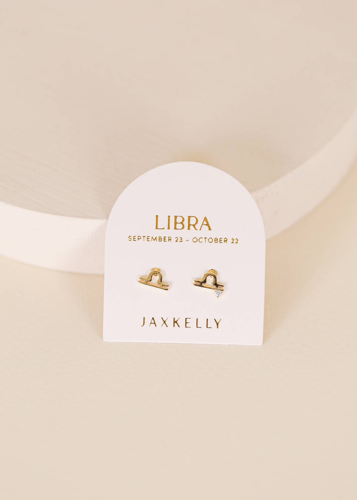 JaxKelly Earrings Zodiac Gold Earrings - Libra