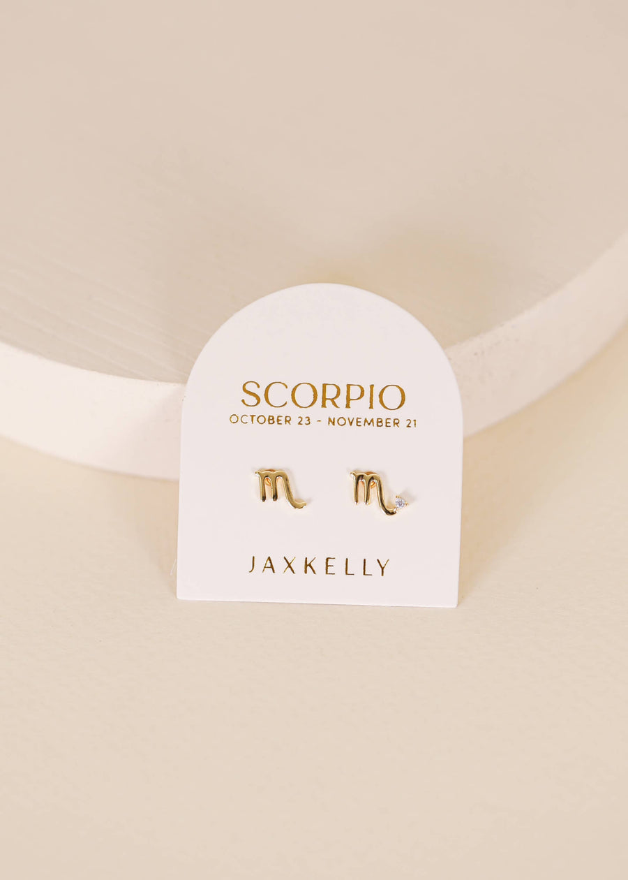 JaxKelly Earrings Zodiac Gold Earrings - Scorpio