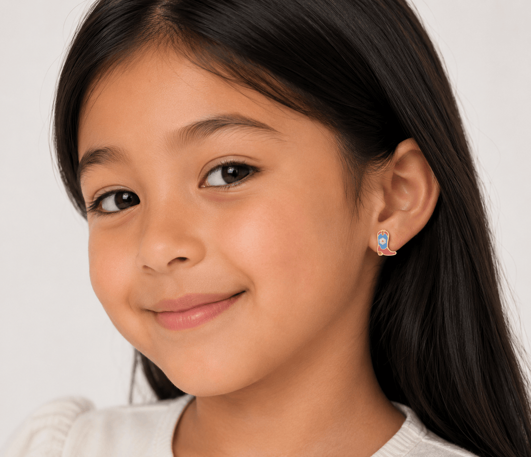 JaxKelly Fashion Boot Enamel Flat Back Kids Earrings