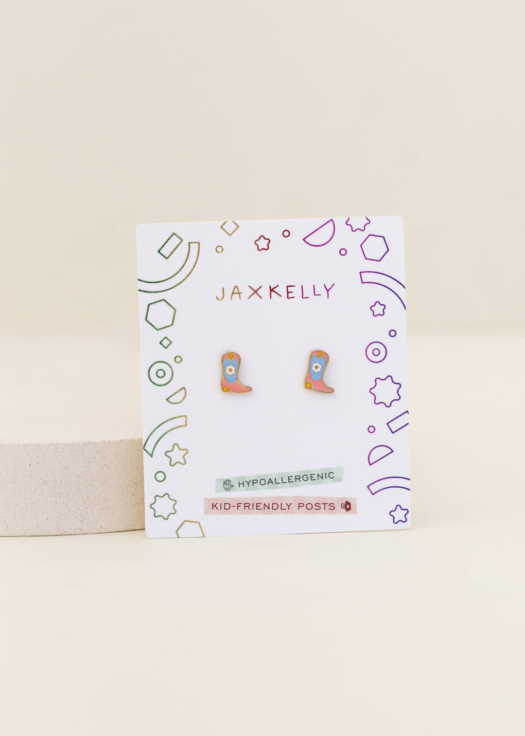 JaxKelly Fashion Boot Enamel Flat Back Kids Earrings