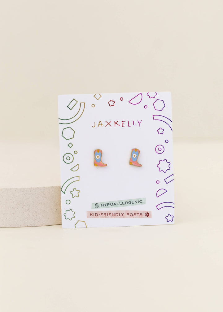 JaxKelly Fashion Boot Enamel Flat Back Kids Earrings