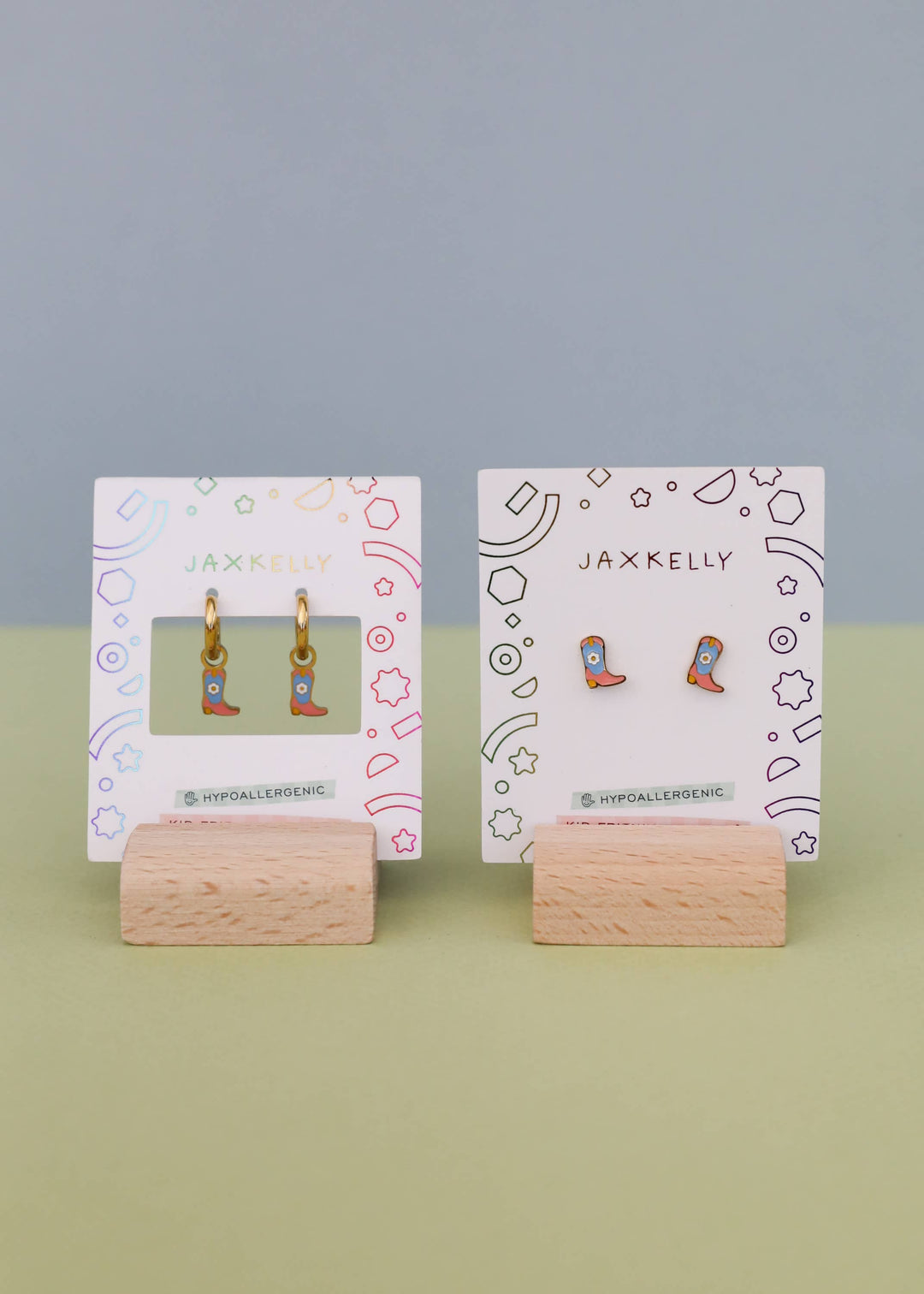 JaxKelly Fashion Boot Enamel Flat Back Kids Earrings
