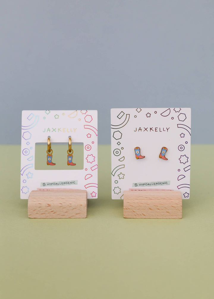 JaxKelly Fashion Boot Enamel Flat Back Kids Earrings