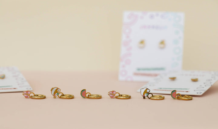 JaxKelly Fashion Boot Enamel Flat Back Kids Earrings