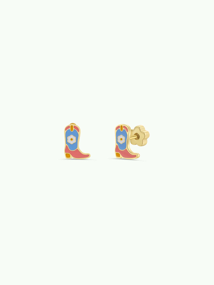 JaxKelly Fashion Boot Enamel Flat Back Kids Earrings