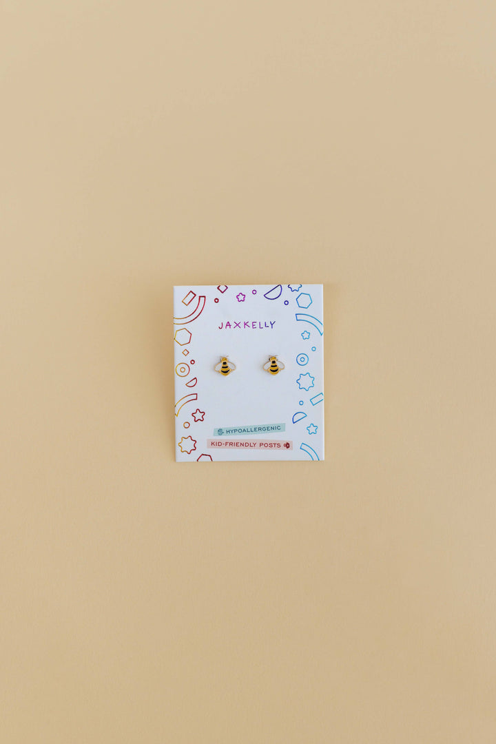 JaxKelly Fashion Bumble Bee Enamel Flat Back Kids Earrings