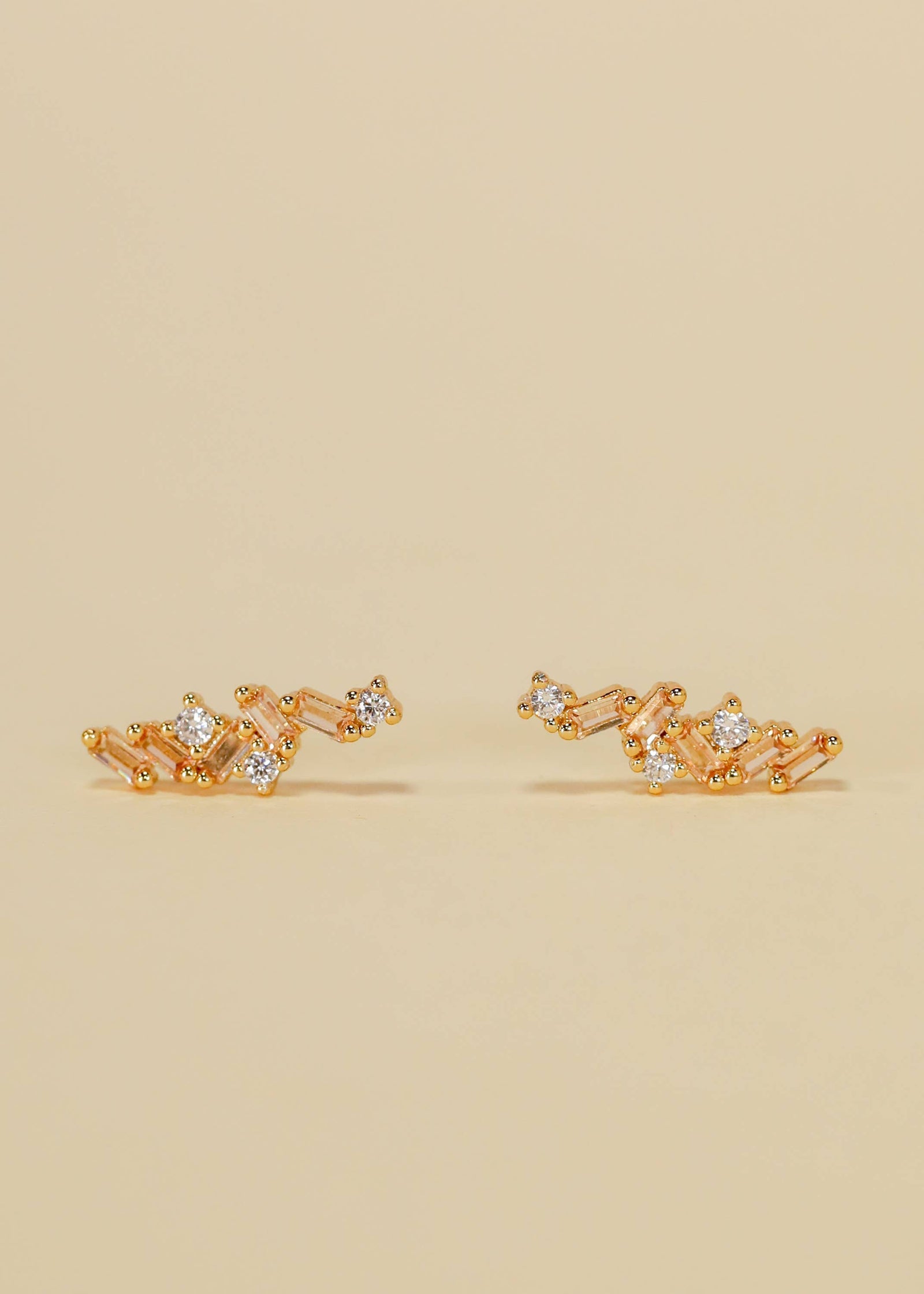 JaxKelly Fashion Cascading Baguette Drop - Gold Earrings