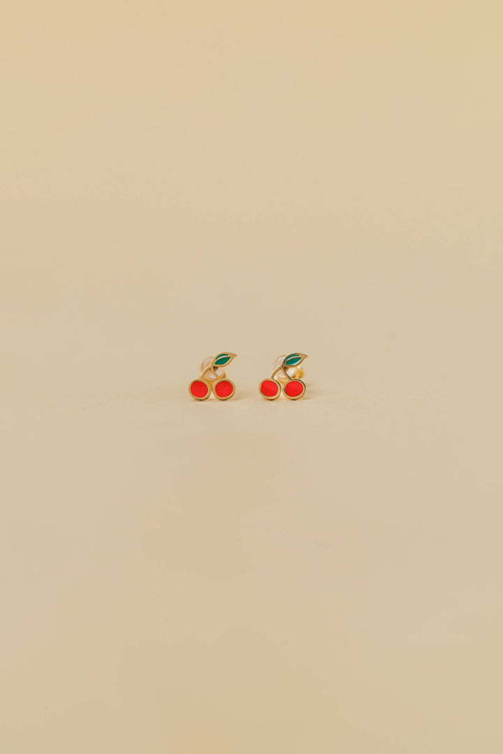 JaxKelly Fashion Cherry Enamel Flat Back Kids Earrings