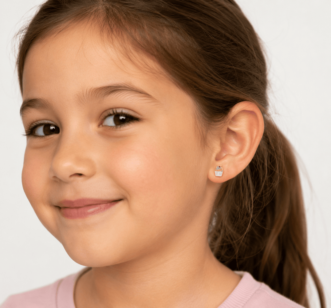 JaxKelly Fashion Cupcake Enamel Flat Back Kids Earrings