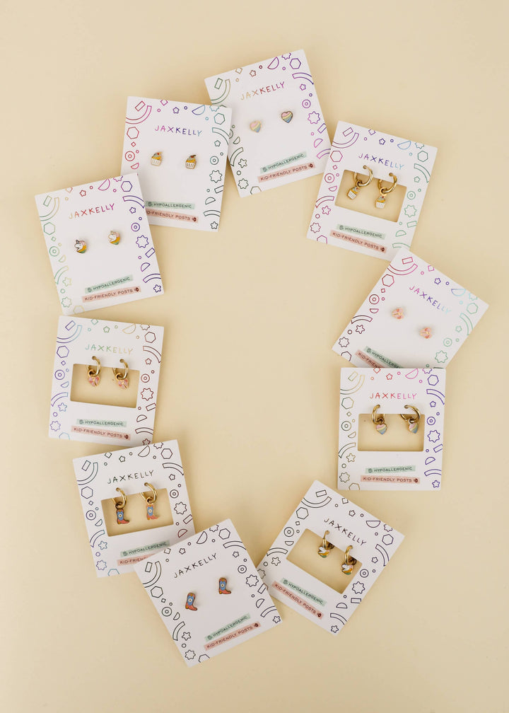 JaxKelly Fashion Cupcake Enamel Flat Back Kids Earrings