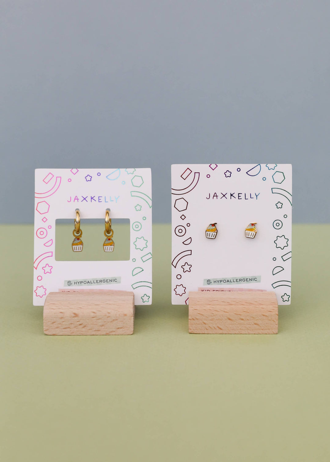 JaxKelly Fashion Cupcake Enamel Flat Back Kids Earrings