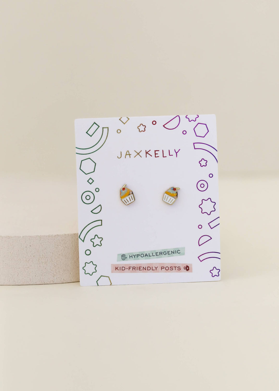JaxKelly Fashion Cupcake Enamel Flat Back Kids Earrings